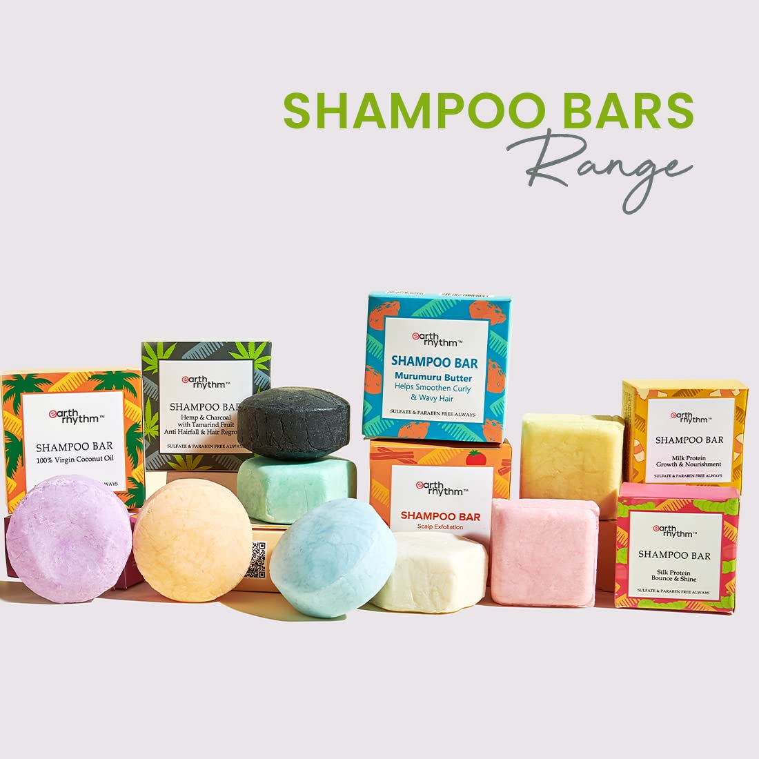 Earth Rhythm Charcoal Shampoo Bar | Clarify scalp, Strengthen Roots, Revitalise Hair | Sulphate & Paraben Free, Plastic Free | Men & Women - 80g (cardboard)