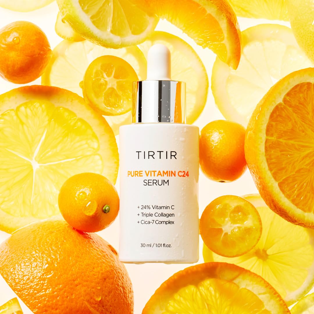 TIRTIR Vitamin C 24% Serum for Face, Dark Spot Corrector for Sensitive Skin, Anti Aging Collagen Serum, Even Tone & Wrinkle Care, Korean Skincare - 30ml