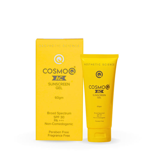 COSMOQ AC Sunscreen SPF 30 PA+++ | 60 g Sunscreen for Oily Skin Women & Men | Non Comedogenic | Gel Based | Visible Light Protection | Water Resistant | For All Skin Types