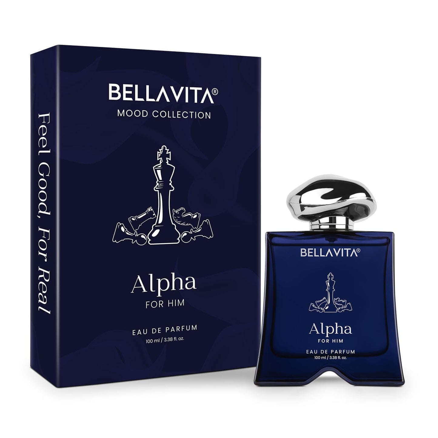 Bellavita Alpha for Him Eau de Parfum bottle and packaging on a white background