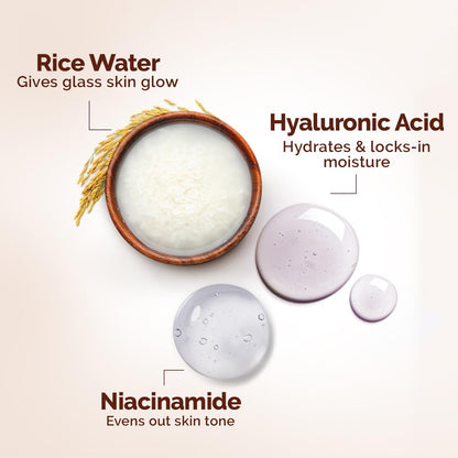 Mamaearth Rice Water Dewy Active Serum with 10% Niacinamide, Rice Water & Hyaluronic Acid - 10 ml | For Glass Skin | Gives Dewy Finish | Brightens Skin | Suits All Skin Types