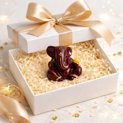 Resin Lord Ganesha Idol Car Dashboard 5x5cm (Maroon)