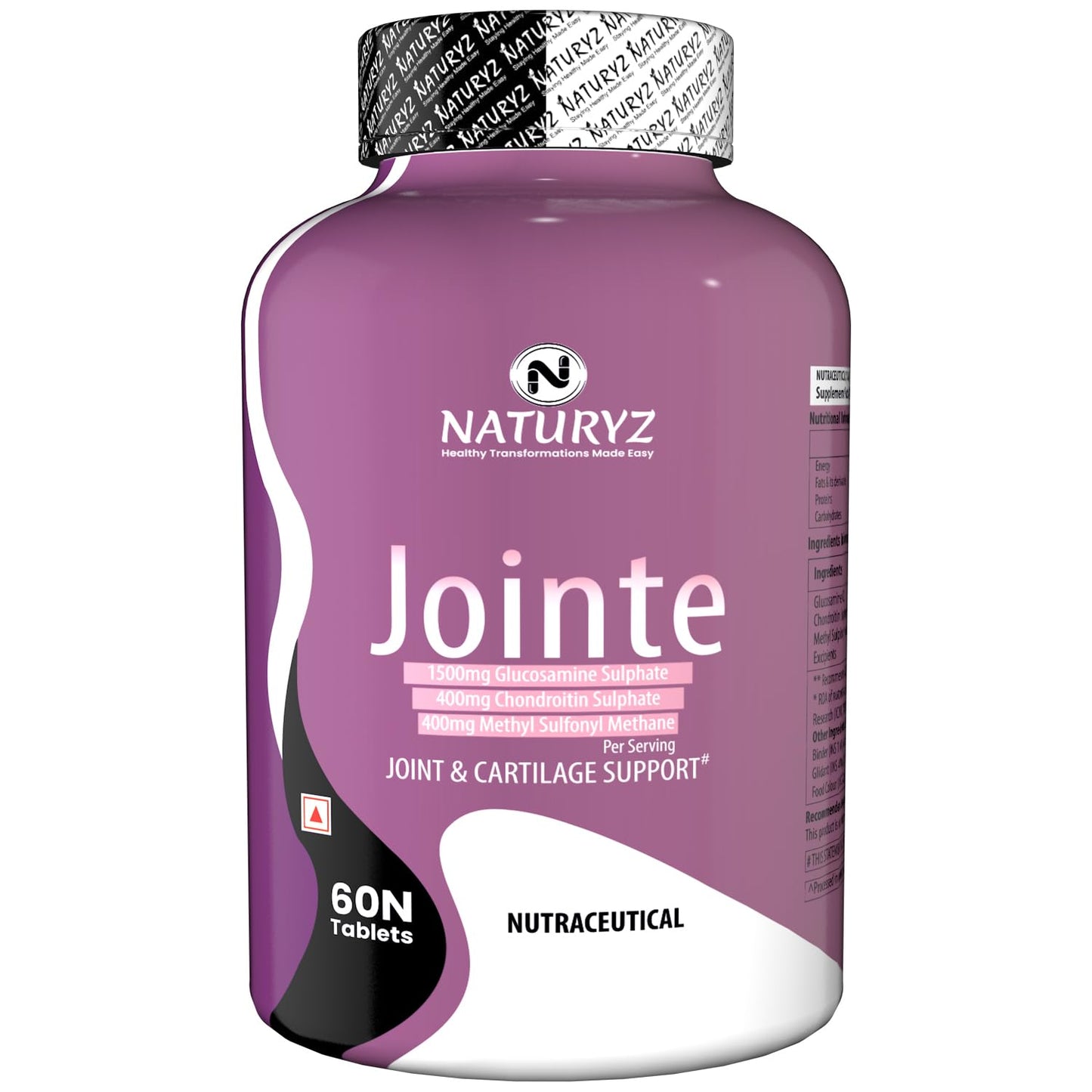 Purple bottle of Naturyz Jointe supplement on a white background