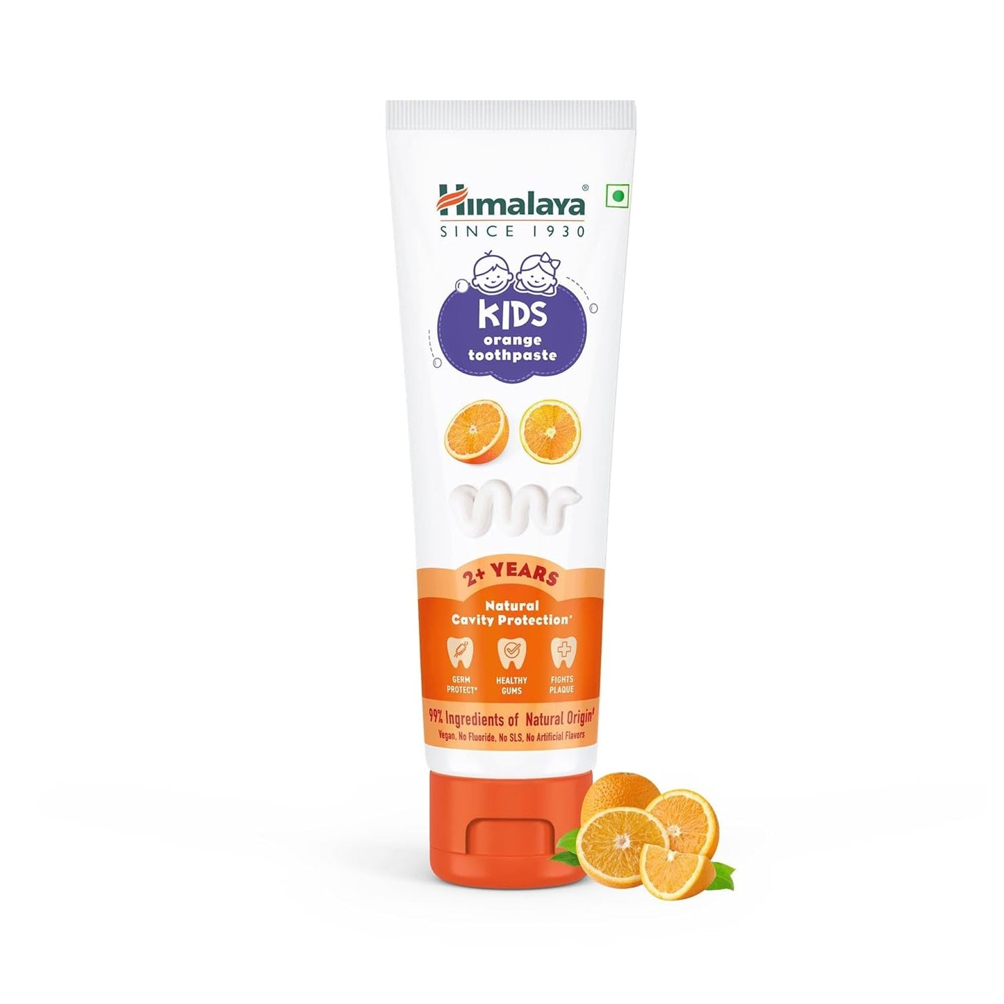Himalaya Kids Orange Toothpaste - 80g | 2 to 12 Years | Natural solution for germ and cavity protection | 99% Natural Origin Ingredients