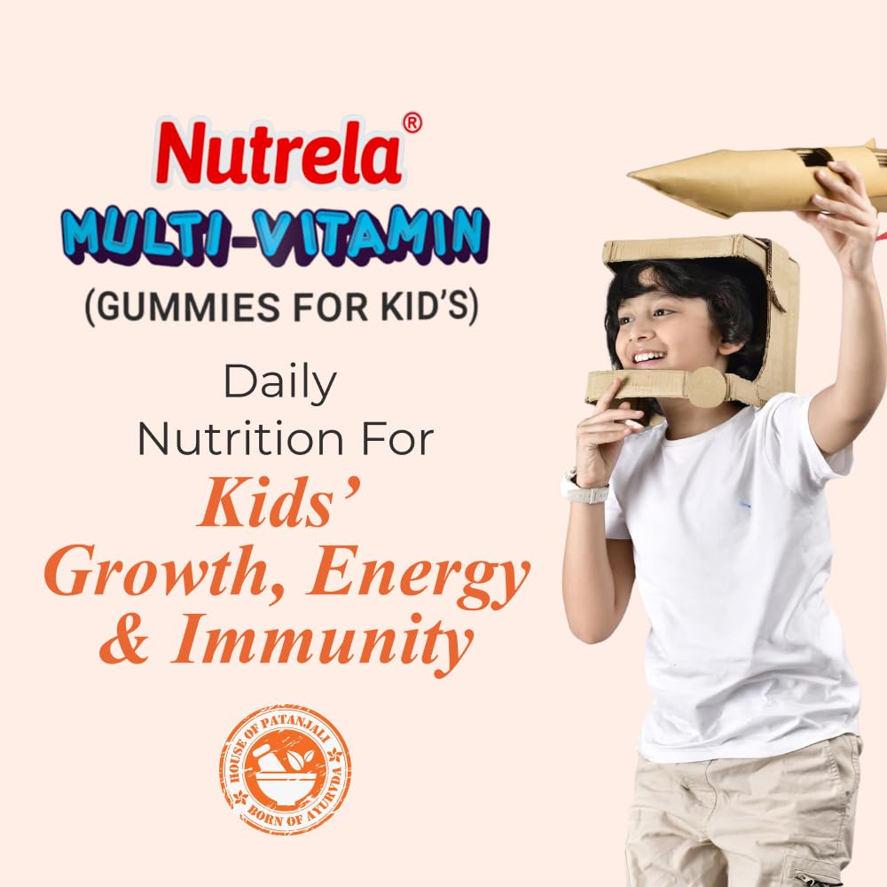 Nutrela Kids Multivitamin Gummies | Strawberry Flavour | Supports Immunity, Bone Health & Energy | 30 Gummies Pack of 2 | For Age 5+ | No Gelatin, No Artificial Colors.