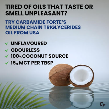 Carbamide Forte Pure MCT Oil C8 From USA | 100% Coconut Source | MCT Oil Keto & Paleo Friendly | Vegetarian – 500ml