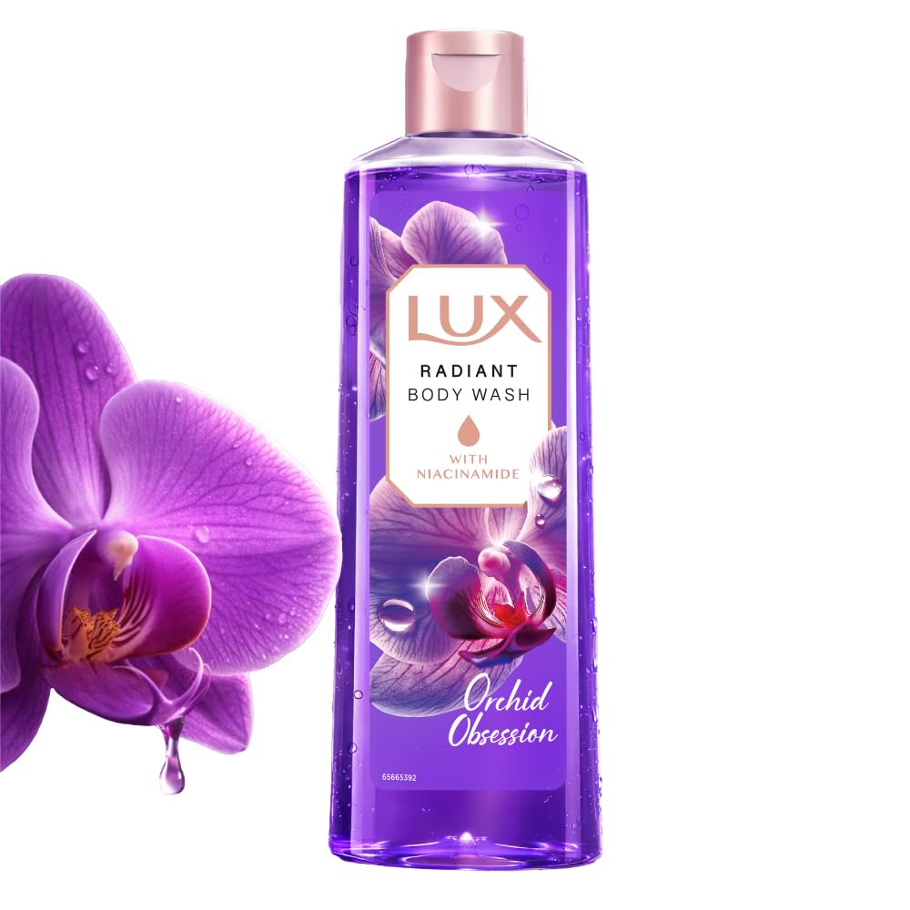 LUX Orchid Obsession Bodywash, 245ml, for Radiant & Bouncy Skin feel, with Niacinamide & Exotic Orchid fragrance, Upto 12Hr Long-Lasting Fragrance