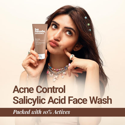 Be Neude Zits Away 100ml Daily Acne Control Face Wash with Milk Probiotics, 2% Salicylic Acid, Neem, Acne Face Wash for Men & Women (Pack of 1)