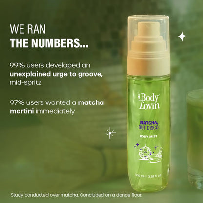 Plum BodyLovin’ Matcha, But Disco Body Mist | Zen Matcha Meets Groovy Vanilla | Long-Lasting | Lactonic Matcha Fragrance | With Notes Of Matcha, Lactonic & Creamy Vanilla | 100 ml