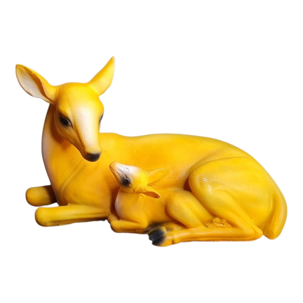 Fiber Resin Miniature Deer with Baby Idol for Home Decor | Decorative Animal Showpiece | Modern Art for Living Room Table Shelf Office Item for Any Occasion| 10x5x8 cm (Regular Quality)