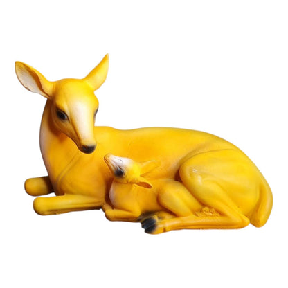 Fiber Resin Miniature Deer with Baby Idol for Home Decor | Decorative Animal Showpiece | Modern Art for Living Room Table Shelf Office Item for Any Occasion| 10x5x8 cm (Regular Quality)