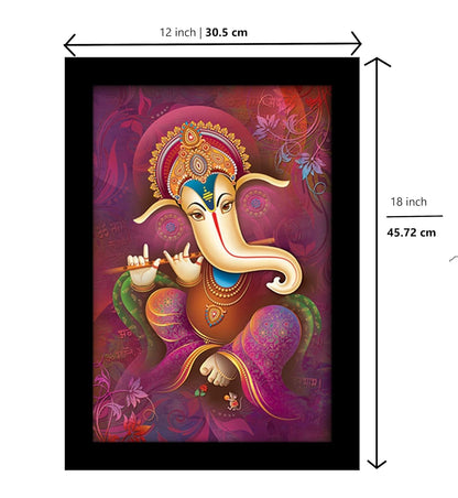 Ganesha Art Framed Painting | Ready to Hang- (Wood, Multicolor, 12inch x 18 inch).