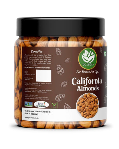 Go Vegan California Almonds | Premium Badam Giri | High in Fiber & Boost Immunity | Real Nuts | Whole Natural Badam