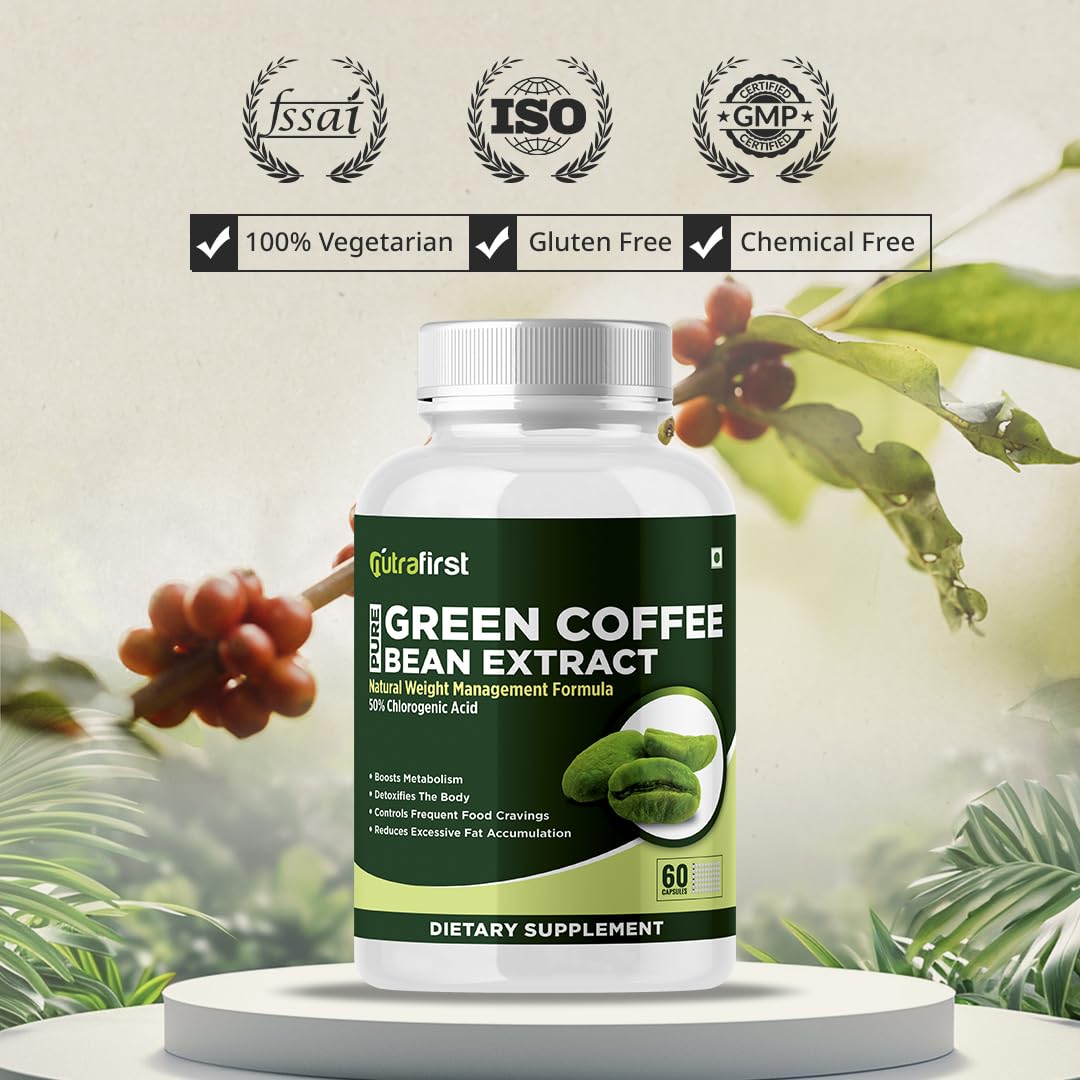 Nutrafirst Green Coffee Bean Extract Capsules (60 Caps) | 50% CGA | Natural Weight Management & Fat Burner Supplement | Supports Metabolism & Healthy Weight Loss | For Men & Women