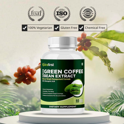 Nutrafirst Green Coffee Bean Extract Capsules (60 Caps) | 50% CGA | Natural Weight Management & Fat Burner Supplement | Supports Metabolism & Healthy Weight Loss | For Men & Women
