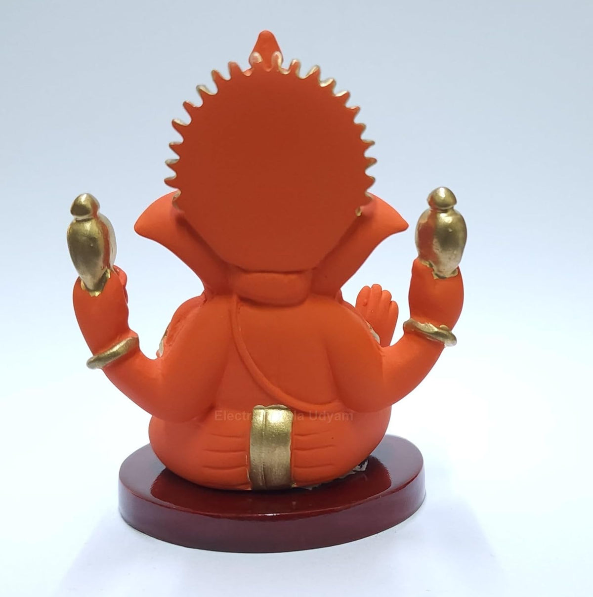 Handcrafted Poly Resin Ganesha Statue with Base - Perfect for Car Dashboard, Office Desk, Shelves, and Home Decor - Ideal Housewarming Gift! (4HandOrangeTerracottaMDf)