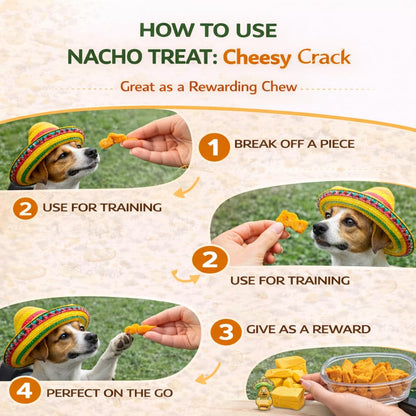 LeafyPaws Nacho Treats Dog Snacks (45g) | Natural Reward Treats for Dogs | 100% Natural Grain Free, Lactose Free, No Added Preservatives (Cheesy Crack)