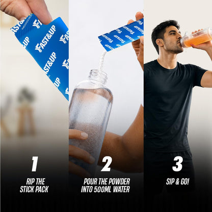 Fast&Up Reload Salts | High Sodium Electrolyte Drink Mix | 900mg Sodium | Zero Sugar, Zero Calories| 5 Electrolytes - Potassium, Magnesium, Calcium & Chloride | Instant Hydration | Vegan, No Preservatives | (5 Sachets, Orange)