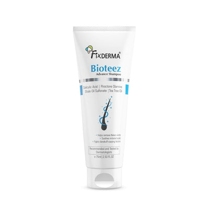 Fixderma Bioteez Advance Anti Dandruff Shampoo for Itchy & Psoriasis Scalp with Salicylic Acid| For Men & Women | Psoriasis Shampoo for Scalp - 75ml
