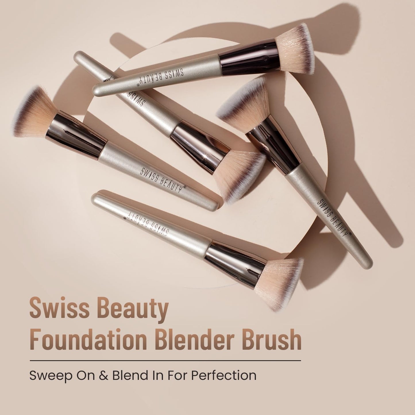 SWISS BEAUTY Powder Foudnation Blender Brush, Silver, 2 g
