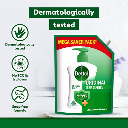 Dettol Liquid Handwash Refill - Original Hand Wash- 1350ml | Germ Defence Formula | 10x Better Germ Protection