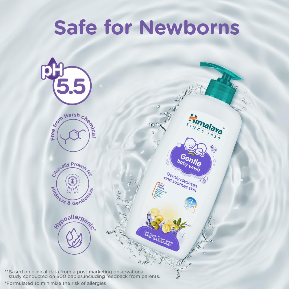 Himalaya Gentle Baby Wash | No tears formula |with chickpea and Green gram| Cleansing baby's gentle skin