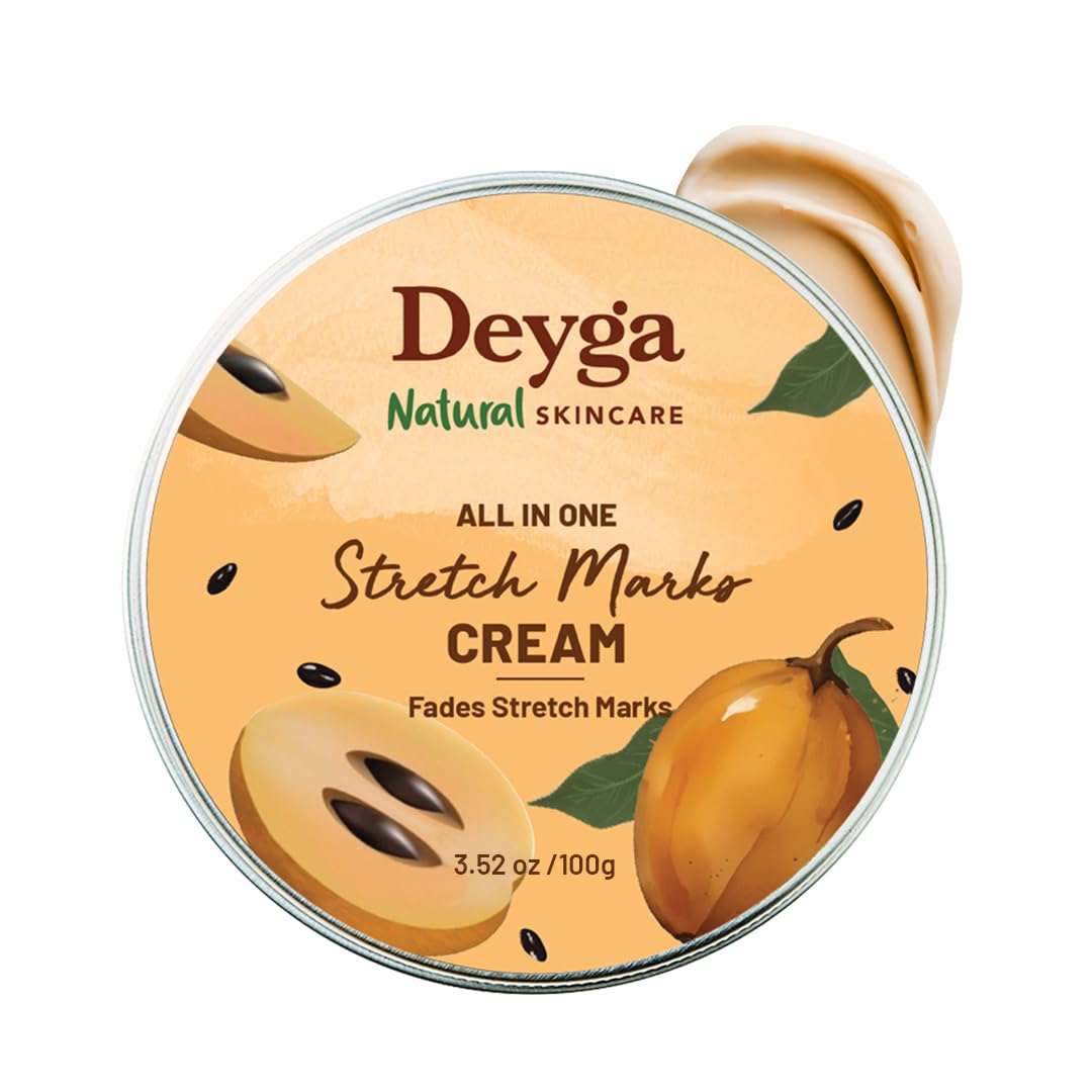 Deyga Stretch Marks Cream | Reduces Appearance of Stretch Marks | Hydrating & Nourishing | For Pregnancy, Weight Fluctuations, & Growth Spurts | 100% Natural | 100g