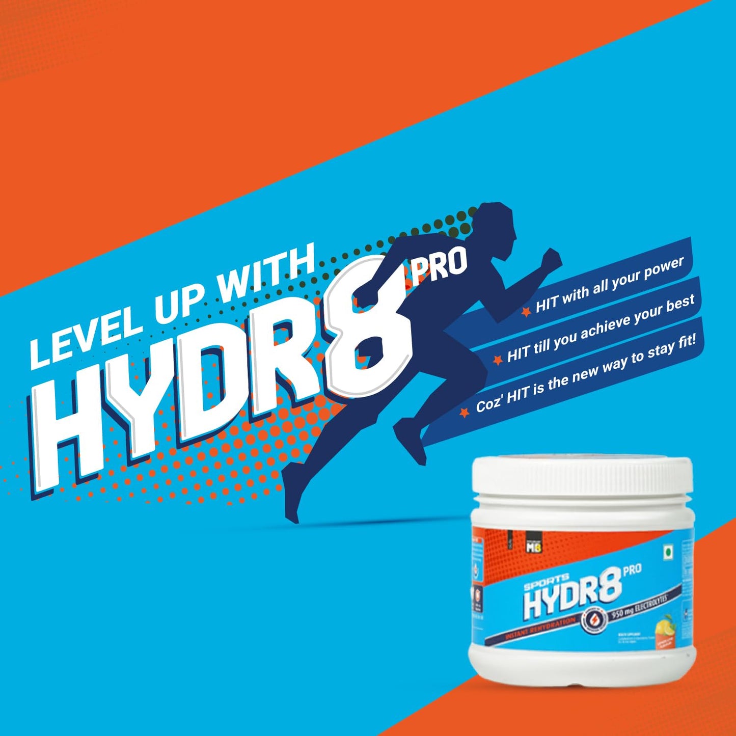 MuscleBlaze Sports Hydr8 PRO (Lemon Lime, 300g, 30 Servings) 950mg Electrolytes | For Instant Rehydration & Energy
