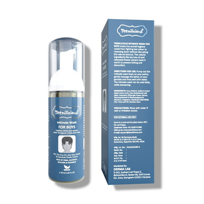 Teenilicious Intimate Wash for Men | Hygiene Wash with Aloe Vera, Tea Tree Oil | Anti Itch & Anti Odour | Antibacterial & Antifungal | Free from Alcohol, Silicones, Paraben & Sulphates - 50ml