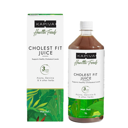 Kapiva Cholest Fit Juice | Modern Ayurvedic Cholesterol Care | 1000 ML X 1 Month Pack | 6 Herbs - Arjuna Chhaal, Garlic, Apple Cider Vinegar| Helps Reduce Cholesterol
