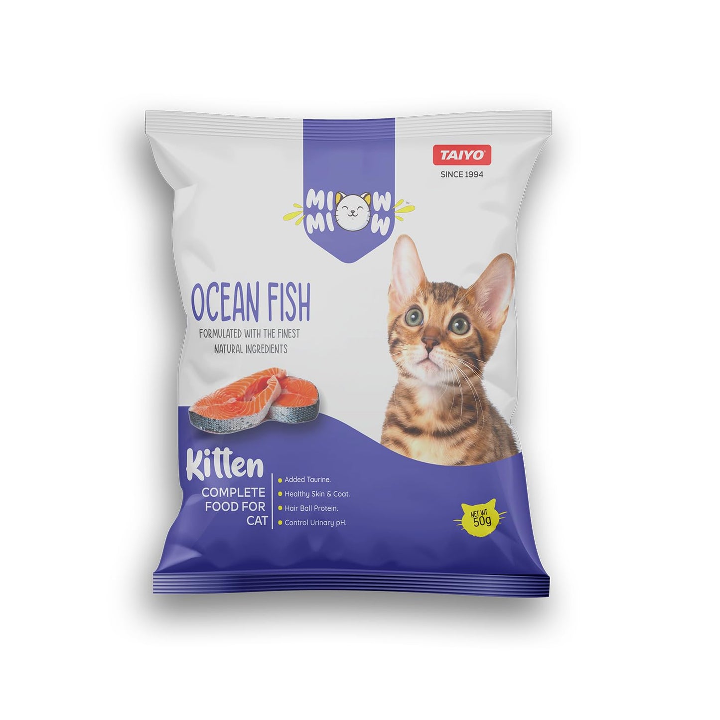 TAIYO MIOW MIOW Kitten Ocean Fish, Complete Food for Cat | Formulated with Finest Ingredients (50g)