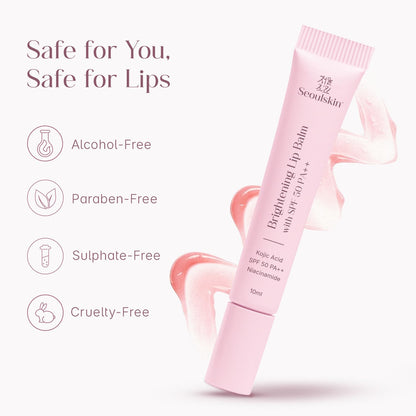 Seoulskin Brightening Lip Balm with SPF 50 PA++, Kojic Acid & Niacinamide | Brightening Lip Balm for Dark Lips | Repairs Chapped Lips | For Dark Lip Lightening & Protection | 10g