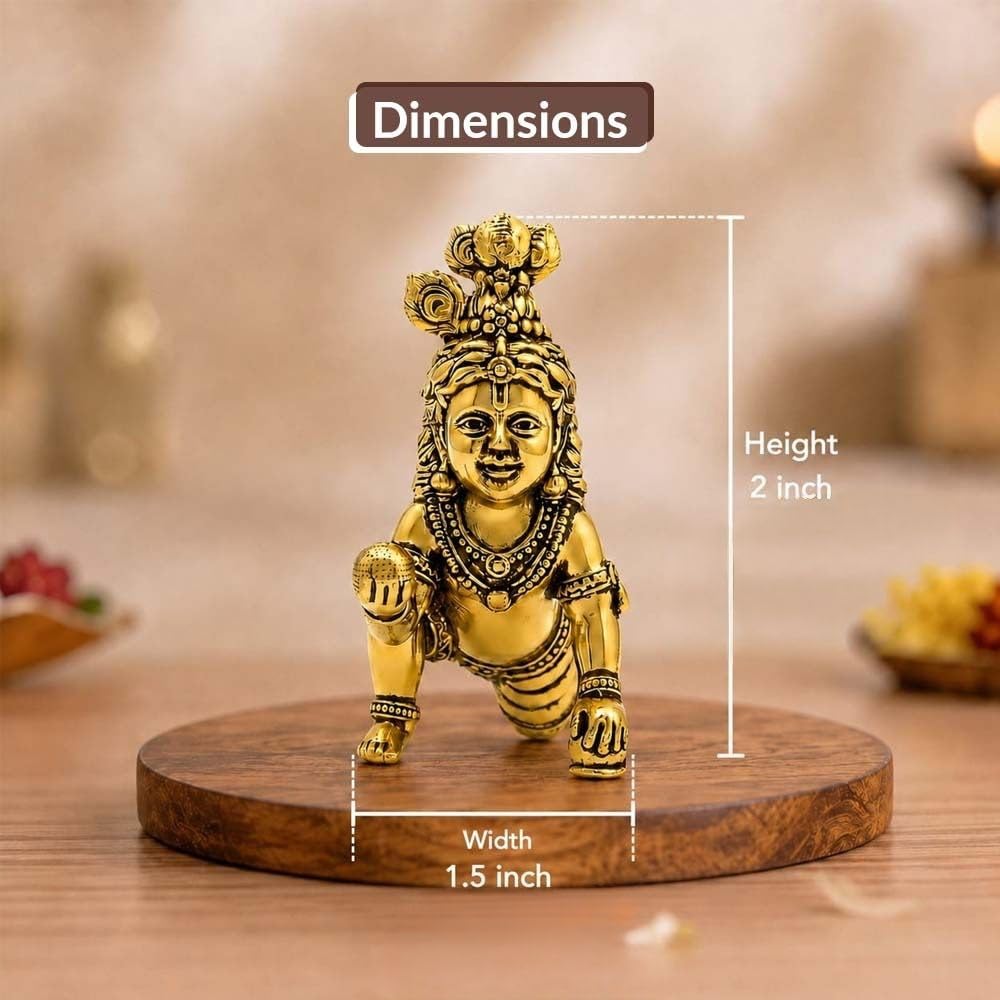 Aksharveda Brass Ladoo Gopal Idol – Size 1