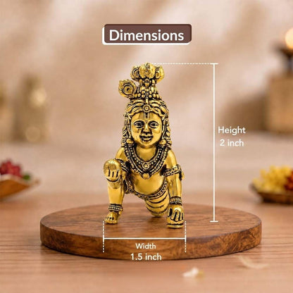 Aksharveda Brass Ladoo Gopal Idol – Size 1