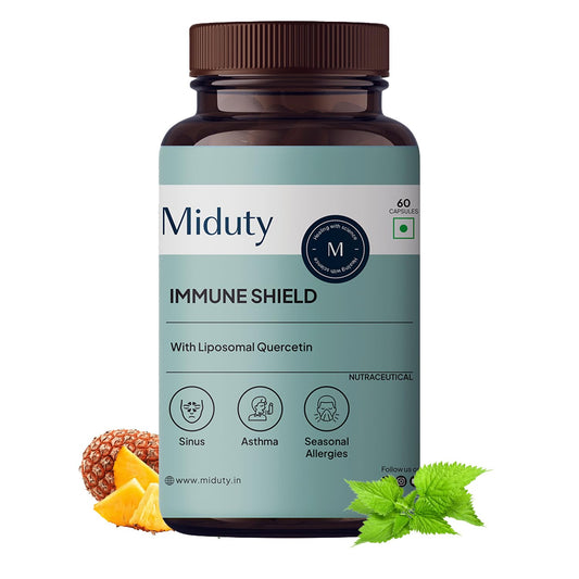 Zephivo Miduty by Palak Notes Immune Shield Bromelain For Seasonal Allergies, Boost Immunity, Nasal Drip, Difficulty Breathing, Nasal Congestion - Asthma - Allergy Medicine, Anti-Inflammatory - 60 Caps