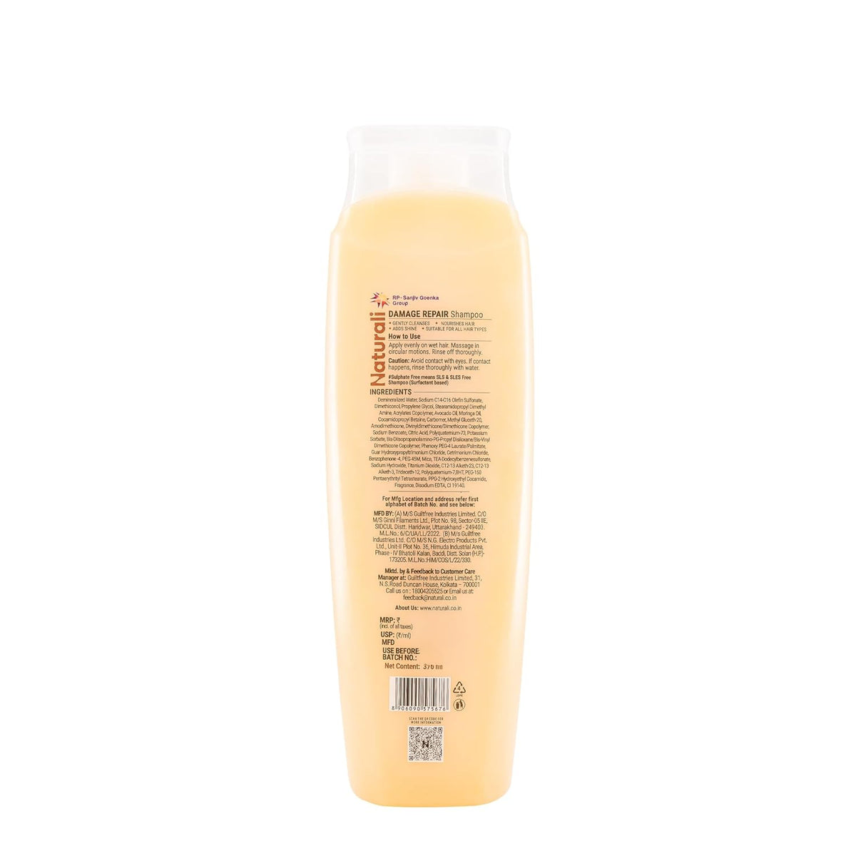 Shampoo bottle with label on a white background