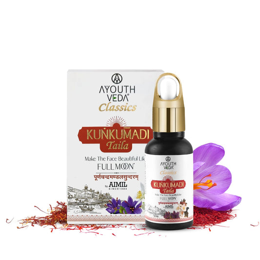 Ayouthveda Kunkumadi Taila Facial Oil For Natural Skin Illuminator | Repairs Damage Skin With Pure Saffron & Herbs | Ayurvedic Beauty Facial Oil For Glowing & Nourishing Skin (Pack Of 1-30ml each)