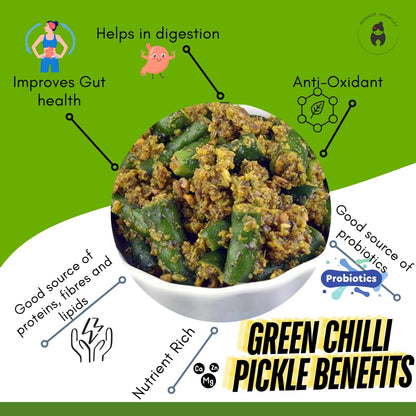 Momade Miracles Green Chilli Pickle | Hari Mirch Ka Achar - Hot, Tangy, Spicy & Delicious | Traditional Indian Taste | Made With Fresh Green Chilles | 100% Organic Green Chille Pickle (400gm)
