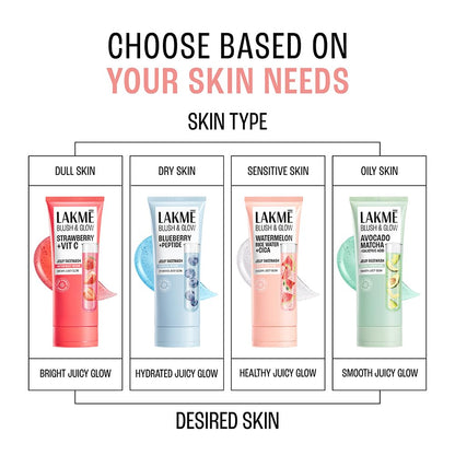 LAKME Blush & Glow, Gentle Jelly Face Wash, 100 g, for Fresh Visible Glow, with Avocado Matcha & Salicylic Acid, Unclogs Pores Effectively, Ideal for Oily & Combination Skin