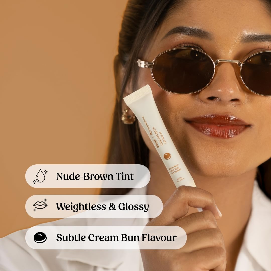 Vilvah Cream Bun Lip Balm | Hydrating & Nourishing Lip Balm for Dry, Chapped Lips | Soft Brown Tint with Mowrah Butter, Maple Syrup & Olive Squalane | Heals, Moisturizes & Evens Lip Pigmentation | 10 g
