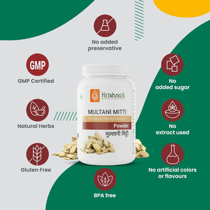 Krishna's Multani Mitti Powder - 100 g | Preservative Free | Natural Powder For Face Pack | Hair Care Pack