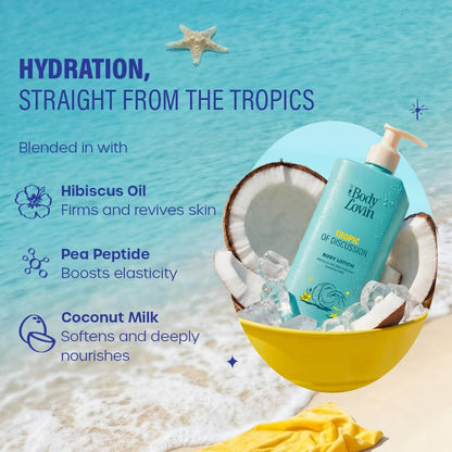 Plum BodyLovin’ Tropic Of Discussion Body Lotion | Firming & Tightening Body Lotion | Lightweight Hydration | Hibiscus Oil, Pea Peptide & Coconut Milk | Fresh Tropical Fragrance | 400 ml