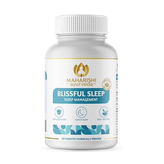 Zephivo Maharishi Ayurveda Blissful Sleep Tablets For Sleep Management | Clinically Researched and Non-Habit Forming Melatonin - Free Ayurvedic Sleep Rasayanam with Ashwagandha (60 Tablets)
