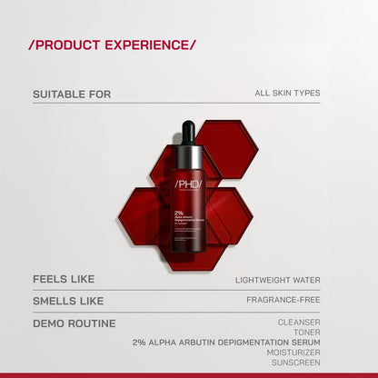 Proven Honest Derma /PHD/ 2% Alpha Arbutin Depigmentation Serum | Alpha Arbutin for Pigmentation & Dark Spot | Pigmentation serum for Women & Men | Tyrobright™, Niacinamide | Tan removal | Fragrance-Free | 30ml