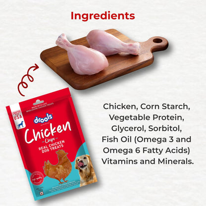 Drools Puppy & Adult Chips, Dog Treats 70g | Real Chicken Flavour | Rich in Protein | No Artificial Preservatives | Best for Training & Bonding