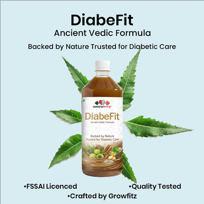 Growfitz Diabefit Herbal Wellness Juice 1L | Supports Healthy Blood Sugar Metabolism & Energy Balance | Amla, Karela, Jamun, Giloy, Neem & Tulsi | No Added Sugar