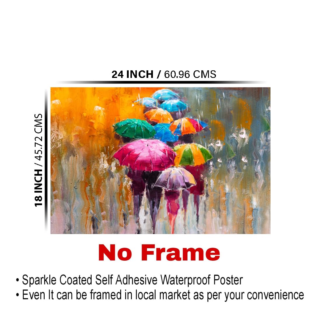 Umbrella Paintings for Living room, Umbrella Poster Big Size with Sparkle Coated Lamination - 2776 (Self Adhesive) 18x24 Inch