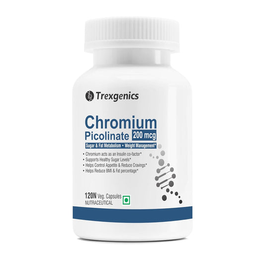 Trexgenics CHROMIUM PICOLINATE 200 mcg, elemental Chromium 48 mcg, powerful antioxidant (120 Veg Capsules))