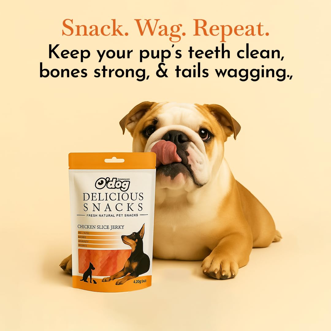 PETS EMPIRE O'Dog Chicken Slice Jerky, Healthy Dog Treats, Chewy Dogs Bites for Training and Feeding, Made with Real Chicken, Non-Vegetarian Pup Snacks for Dogs, Puppies Super Value Pack 420 GMS