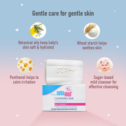 Sebamed Baby Cleansing Bar 150g|Ph 5.5 | With Panthenol|No tears & Soap Free bar| For Delicate skin